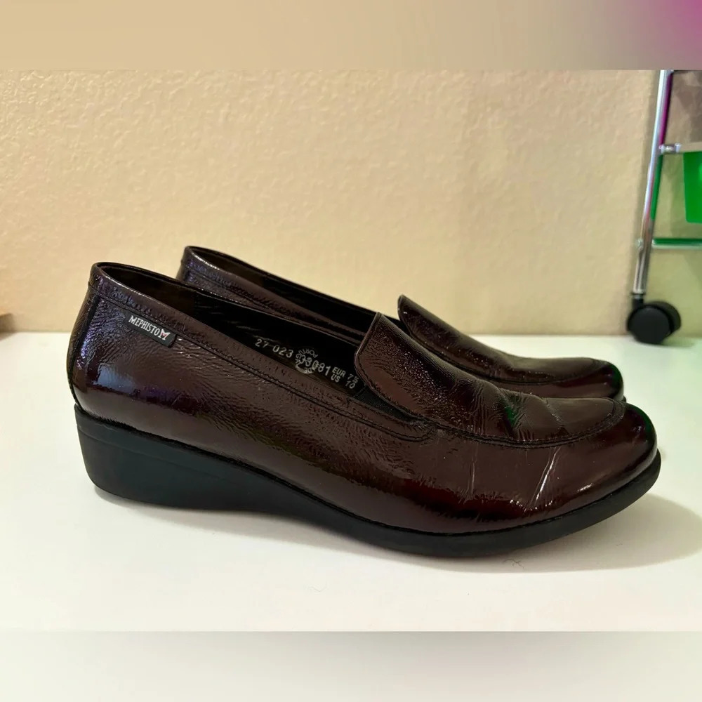Mephisto Air-Jet Olivia Loafers in Bordeaux Red Wine Patent Leather